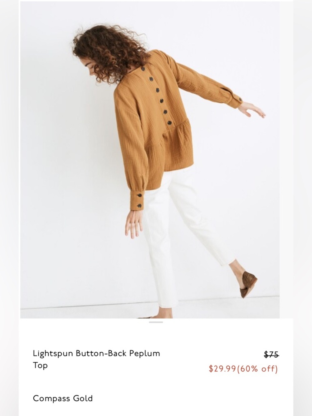 Madewell Lightspun Peplum Top in Camel Brown | Size Medium Classic Chic - Picture 3 of 14